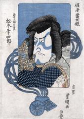 Matsumoto Kōshirō V (松本幸四郎) as the ghost of Akushichbyōei Kagekiyo (悪七兵衛景清) reflected in a mirror from the series <i>Modern Mirror of Actors</i> (<i>Yakusha Tosei Kagami</i> - 役者當世鏡)