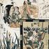 Ichikawa Omezō I as Yanone Gorō [矢の根五郎] in the lower right - the Weaver Maiden and the Ox Herder are in the  circle in the upper left
