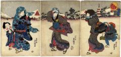 Triptych of the Famous Sights of Edo (東都名所遊観): Last Month of the Year in Asakusa (極月浅草市)