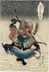 Iwai Shijaku I (岩井紫若) as Tamuramaru (田村丸) - one panel from a larger <i>mitate</i> composition