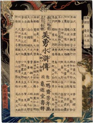 Title page for the series <i>Sagas of Beauty and Bravery</i> (<i>Biyū Suikoden</i> - 美勇水滸傳)