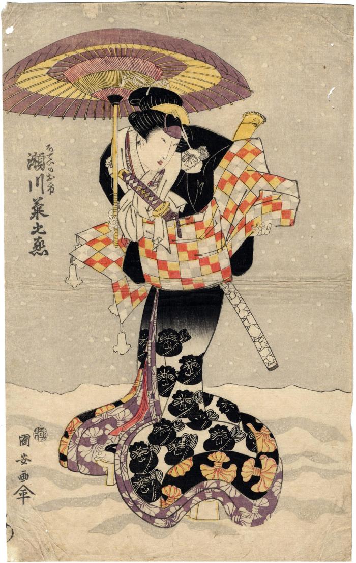 Segawa Kikunojō V (瀬川菊之丞) as the thief Hotei no Oichi  (布袋のお市) - left panel of a possible triptych