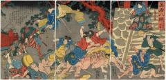 Evening Bell at Shoshazan (書冩山　晩鐘) - The Story of Oniwakamaru (鬼若丸) from the series of <i>Selections of the Eight Views of Combat</i> (美盾八競)