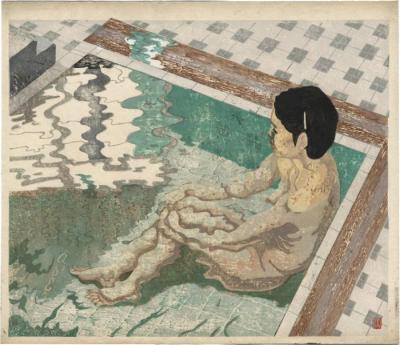 Woman soaking in a bath - The Bather (浴婦)