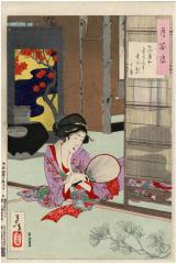 Full Moon on Tatami Mats - Shadows of Pine Branches (<i>Meigetsu ya tatami no ue ni matsu no kage</i> - 名月や畳の上に松の影　其角): from the series <i>100 Aspects of the Moon</i> (<i>Tsuki hyaku sugata</i> - 月百姿)
