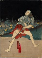 Nakamura Utaemon IV (中村歌右衛門) as Danshichi Kurobei (団七九郎兵衛) - left panel of a diptych 