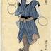 Bandō Mitsugorō III (坂東三津五郎) as an  Edo magician (手妻江戸蔵) - performing the linking rings as 金は打 