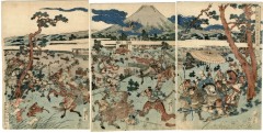 Minamoto Yoritomo's hunting party in the foothills below Mt. Fuji - <i>Minamoto Yoritomo kō Fuji no susono makigari no zu</i> (源頼朝公富士之裾野牧狩之図)