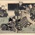 Two page illustration from from an <i>ehon</i> of Chapter 20 of the <i>Hokusetsu bidan jidai kagami</i> ('Uplifting Tale of Northern Snows' Mirror of the Ages -北雪美談時代加々見) 