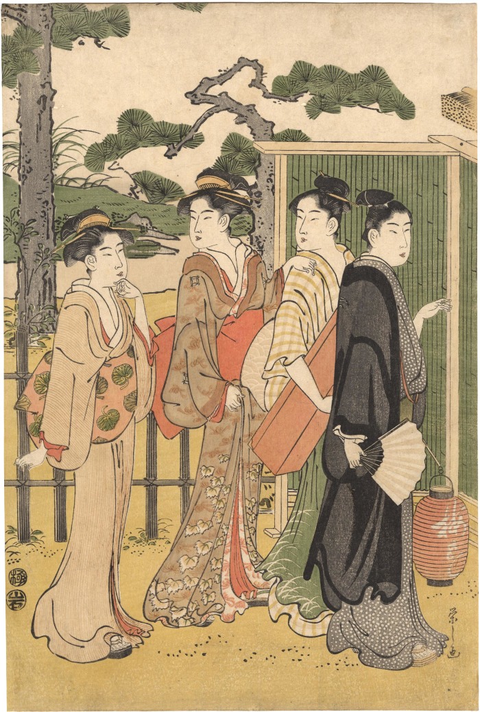 Geisha and <i>wakashu</i> at Matsumoto tea house