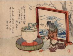 Chinese boy feeding a dragon