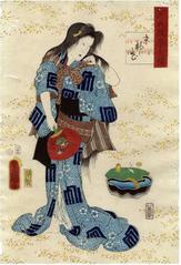 Chapter 4 - from the series <i>Lingering Sentiments of a Late Collection of Genji</i> (<i>Genji goshū yojō</i> - 源氏後集余情): -  <i>Suetsumuhana</i> (The Safflower - 末摘花) - left panel of a diptych 
