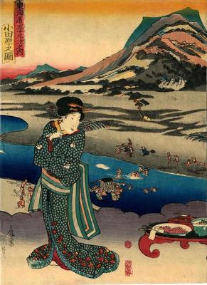 View of Odawara (<i>Odawara no zu</i>: 小田原之図) from the series Fifty-three Stations of the Tōkaidō Road (<i>Tōkaidō gojūsan tsugi no uchi</i>: 東海道五十三次之内)