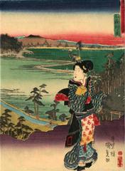 View of Ishiyakushi (<i>Ishiyakushi</i>: 石薬師ノ図) from the series Fifty-three Stations of the Tōkaidō Road (<i>Tōkaidō gojūsan tsugi no uchi</i>: 東海道五十三次之内)