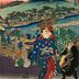Kyoto: The Great Bridge at Sanjō (<i>Kyō, Sanjō Ōhashi</i>: 京三条大橋) from the series Fifty-three Stations of the Tōkaidō Road (<i>Tōkaidō gojūsan tsugi no uchi</i>: 東海道五十三次之内) 