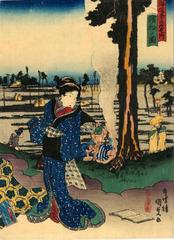 View of Hamamatsu (<i>Hamamatsu no zu</i>: 浜松ノ図) from the series Fifty-three Stations of the Tōkaidō Road (<i>Tōkaidō gojūsan tsugi no uchi</i>: 東海道五十三次之内) 