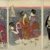 Center panel of <i>Women at the beach of Futami-ga-ura</i> at sunrise [二見 カ浦日の出]