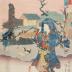View of Kusatsu (<i>Kusatsu no zu</i>: 草津ノ図) from the series Fifty-three Stations of the Tōkaidō Road (<i>Tōkaidō gojūsan tsugi no uchi</i>: 東海道五十三次之内)
