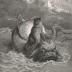 Illustration to Fontaine from volume 2 - fable of monkey riding on a dolphin (<i>Choix de fables de La Fontaine illustrées par un groupe des meilleurs artistes de Tokio sous la direction de P. Barboutau</i>)