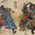 Kong Liang, the Flaming Star (Dokkasei Kōryō - 獨火星孔亮) and Song Wan, the Guardian God in the Clouds (Unrikongō Sōman - 雲里金剛宋萬), from the series <i>One Hundred and Eight Heroes of the Popular Shuihuzhuan</i> (<i>Tsūzoku Suikoden gōketsu hyakuhachinin no hitori</i> - 通俗水滸伝豪傑百八人之一個) - left panel of a diptych