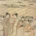 Courtesans of Tsutaya Teahouse with near the Ryōgoku Bridge - one panel of a pentaptych 