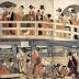 Upper left panel of a 6 panel piece: three maids of a samurai mansion - <i>On top of and beneath Ryōgoku Bridge </i> 'Ryōgokubashi no ue, shita' (両国橋上下)