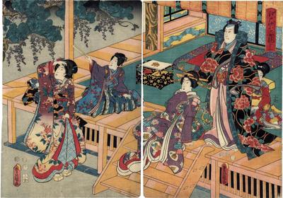 Diptych from the Rustic Genji series <i>A comparison of Edo Murasaki figures</i>  (<i>Edo Murasaki sugata kurabe</i> - 江戸紫姿競 - 第二)
