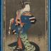 Arashi Rikan II (嵐璃寛) as Yakko no Koman (奴の小まん) standing and Bandō Hikosaburō IV (坂東彦三郎) as Hanjimono Kihei (はんじ判喜兵衛) in <i>Contest of Appearances, Quarrel at the Harbor</i> [<i>Sugata kuabe deiri no minato</i> 容競出入湊]