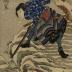 Arashi Rikan II (嵐璃寛) as Kowari Dennai (小割伝内) / Miyamoto Musashi in the play 'Honobonoto Ura no Asagiri' (Daybreak hidden on the bay by morning fog) - [仏暁浦朝霧]