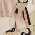 Onoe Kikugorō III (尾上菊五郎) as Okoma (おこま) menacing a cat - from the play <i>Tsuma Gasane Kanete Kikuzuki</i> (褄重噂菊月) - left panel of a diptych