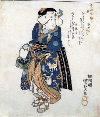 <i>Surimono</i>: The peasant (<i>nō</i> - 農) from the series Series of Four (<i>Yonban tsuzuki</i> - 四番続)