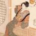 A woman breast feeding a child while putting her hair up - from the series <i>Richly Colored Contemporary Fashions</i> (<i>Gokusaishiki jisei shitate</i> - 極彩色時世仕立)