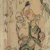 Hotei fording a river with a young woman on his back