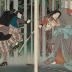 Iwai Kumesaburō III on the right as Shiranui Daijin (白縫大尽) and Asao Yoroku II on the left as  魔耶助 from the series <i>8 Views of Shiranui</i> (<i>Shiranui hakkei no uchi</i> - 白縫八景之内) - a <i>mitate</i>