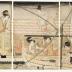 Pleasure boating on the Sumida with a scoop-net (<i>yotsude ami</i> - 四つ手網) - left panel of triptych