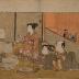 <i>Haikai meoto Mane'emon</i> 6 (俳諧女夫-まねへもん -  六) or 'Mane'emon Discovers a Miniature Woman Under a Basket' from the series <i>Poems of the Male and Female Mane'emon</i>