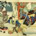 Iwai Kumesaburō III on the right as Shiranui Daijin (白縫大尽) and Asao Yoroku II on the left as  魔耶助 from the series <i>8 Views of Shiranui</i> (<i>Shiranui hakkei no uchi</i> - 白縫八景之内) - a <i>mitate</i>