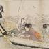 Pleasure boating on the Sumida with a scoop-net (<i>yotsude ami</i> - 四つ手網) - left panel of triptych