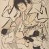 Kintarō reading an <i>ehon</i> on the back of a bear accompanied by an <i>oni</i> holding an ax