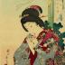 Bijin with an umbrella watching a bird in flight from the series <i>Annual Events and Customs in the Capital</i> (<i>Azuma fūzoku nenjū gyōji</i> - 東風俗年中行事) - the 4th Month (四月)