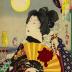 Bijin with an umbrella watching a bird in flight from the series <i>Annual Events and Customs in the Capital</i> (<i>Azuma fūzoku nenjū gyōji</i> - 東風俗年中行事) - the 4th Month (四月)