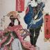 Onoe Tamizō II (二代目尾上多見蔵) in the lion dance <i>Shakkyō</i> (Stone Bridge) scene from <i>Kokonobake no uchi</i> (A Set of Nine Changes - 九之化之内 - seen in the lower right of the collapsible lantern)