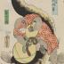 Nakamura Fukusuke I 中村福助 as both a boatman (<i>sendō</i> - 船頭) and a processional standard-bearer (<i>gyōretsu yakko</i> - 行れつ奴), a series related to <i>Meiga zukushi no uchi Shosagoto</i> (名画尽の内 所作事 - 'Dances based on famous paintings')