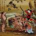 Chinzei Hachirō Tametomo (鎮西八郎為朝) watching the demons trying to pull the string of his bow  