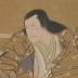 Arashi Kichisaburō II (嵐吉三郎) as Prince Koretaka (惟喬親王) on the right and Nakamura Utaemon III (中村歌右衛門) as Katō Masakiyo (加藤正清)  on the left - a <i>mitate</i>