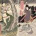 SAWAMURA TOSSHŌ I (澤村訥升) as Torii Matasuke [鳥井又助] with the severed head of a woman between his teeth - trimmed print - left panel of a diptych