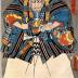 Ichikawa Omezō I [市川男女蔵] as Musashibō Benkei [弁慶]  and Ichikawa Yaozō III [市川八百蔵] as Shinchūnagon Tomomori [新中納言知盛] in <i>Yoshitsune Senbon Zakura</i> [義経千本桜]