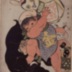 Kintarō reading an <i>ehon</i> on the back of a bear accompanied by an <i>oni</i> holding an ax