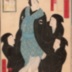 Mu (む): Ogino Senjo I (荻野扇女) as Ohatsu of Hinuka [?] (ひぬかのおはつ) with a horse, from the series <i>Actors Matched with Proverbs for the Kana Syllabary</i> (<i>Mitate Iroha Tatoe</i> - 見立いろはたとへ)