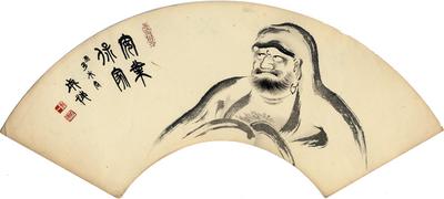 <i>Sumizuri-e</i> Daruma fan 1